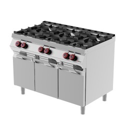 FA073MA - Κουζίνα αερίου ουδέτερου στοιχείου με 6 καυστήρες και αρθρωτές πόρτες 