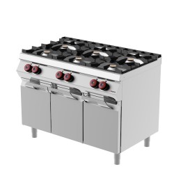 FE073MA - Κουζίνα αερίου ουδέτερου στοιχείου με 6 ερμητικούς καυστήρες και αρθρωτές πόρτες