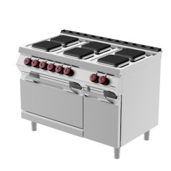 PEE73MA - Ηλεκτρική κουζίνα-φούρνος 6 ματιών με ντουλάπι και αρθρωτές πόρτες