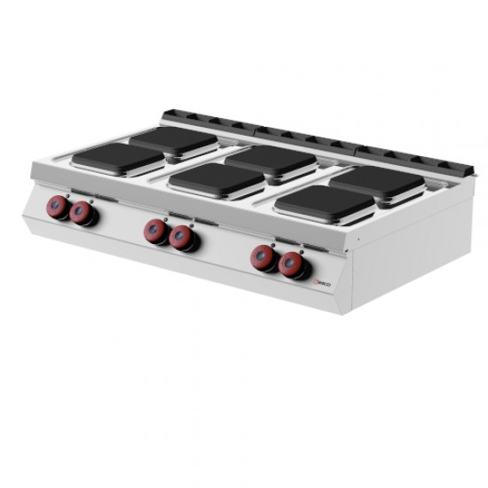 PE073TQ - Ηλεκτρική κουζίνα με 6 τετράγωνες πλάκες top line