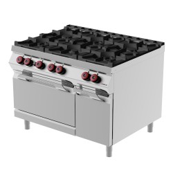 FAG93M0 - Επαγγελματική Κουζίνα αερίου με 6 εστίες ανοιχτής φλόγας, φούρνο αερίου και ντουλάπι