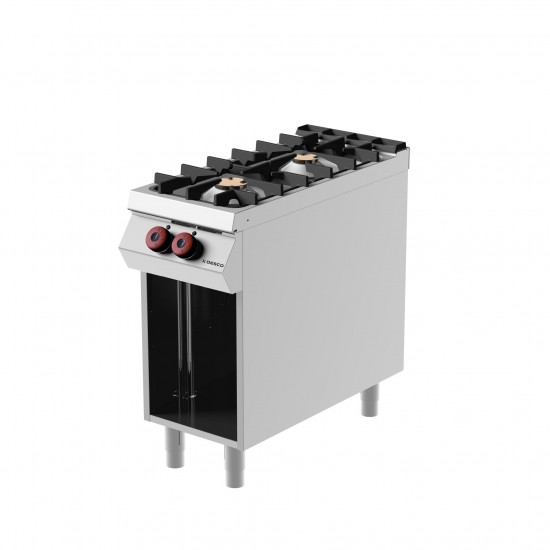 FE091M0 - Επαγγελματική Κουζίνα αερίου με 2 ερμητικά κλειστές εστίες σε ανοιχτή ουδέτερη βάση