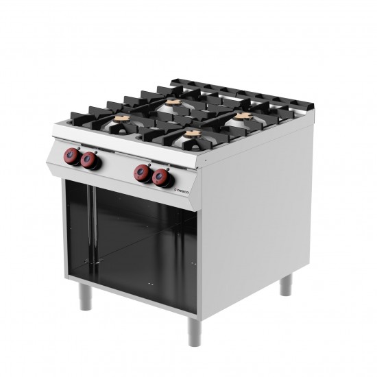 FE092M0 - Επαγγελματική Κουζίνα αερίου με 4 ερμητικά κλειστές εστίες σε ανοιχτή ουδέτερη βάση