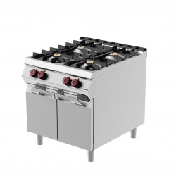 FE092MA - Επαγγελματική Κουζίνα αερίου με 2 ερμητικά κλειστές εστίες σε ανοιχτή ουδέτερη βάση με αρθρωτή πόρτα