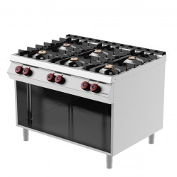 FE093M0 - Επαγγελματική Κουζίνα αερίου με 6 ερμητικά κλειστές εστίες σε ανοιχτή ουδέτερη βάση