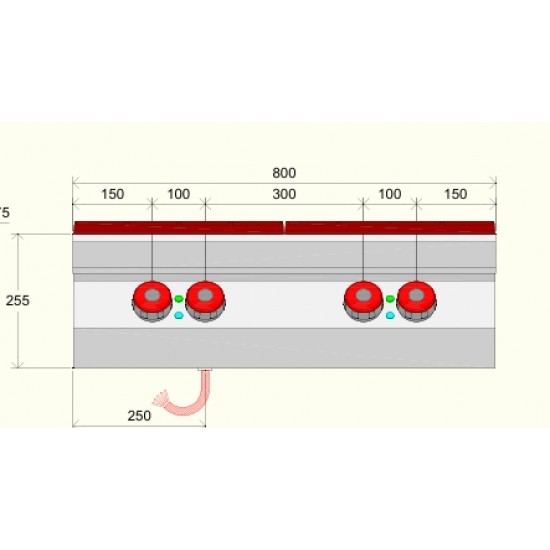 IR072T0 - Ηλεκτρική εστία με 4 γυάλινες κεραμικές πλάκες - top line