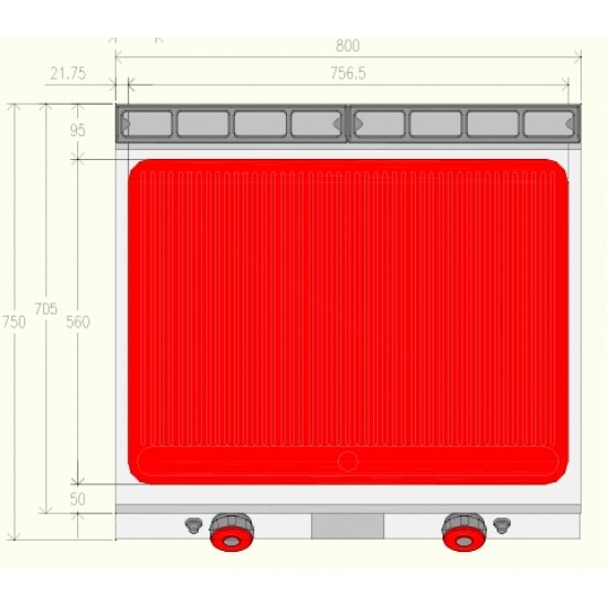 FTG72TE - Κουζίνα αερίου με διπλή πλάκα τηγανίσματος - Top Line