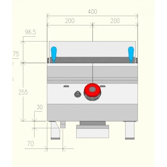 GPG71TA - Ψησταριά με πέτρα λάβας και πόδια=80mm - Top Line