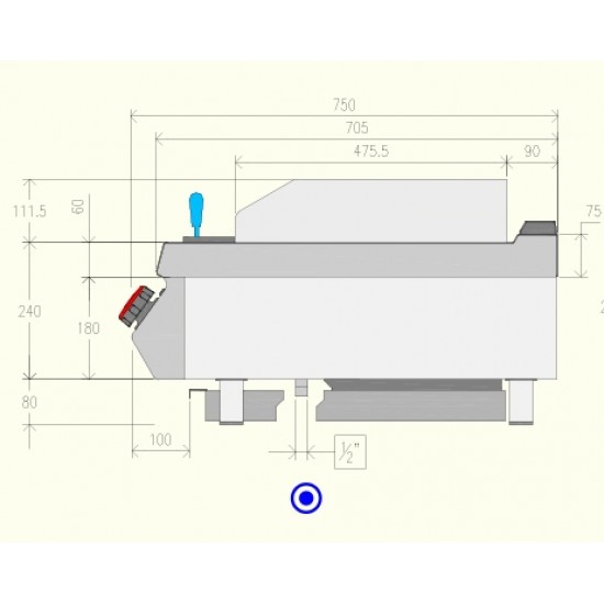 GPG72TA - Ψησταριά με πέτρα λάβας και πόδια=80mm - Top Line