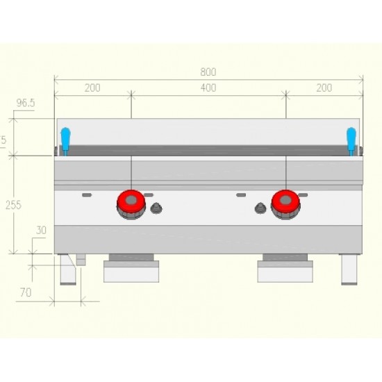 GPG72TA - Ψησταριά με πέτρα λάβας και πόδια=80mm - Top Line