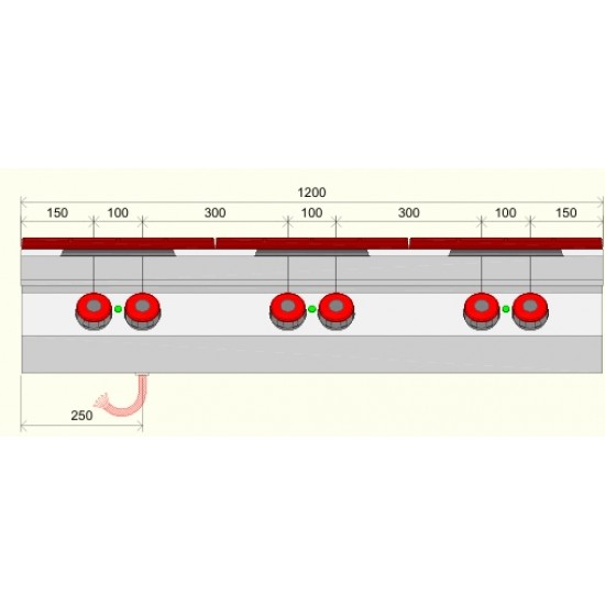 PE073TQ - Ηλεκτρική κουζίνα με 6 τετράγωνες πλάκες top line