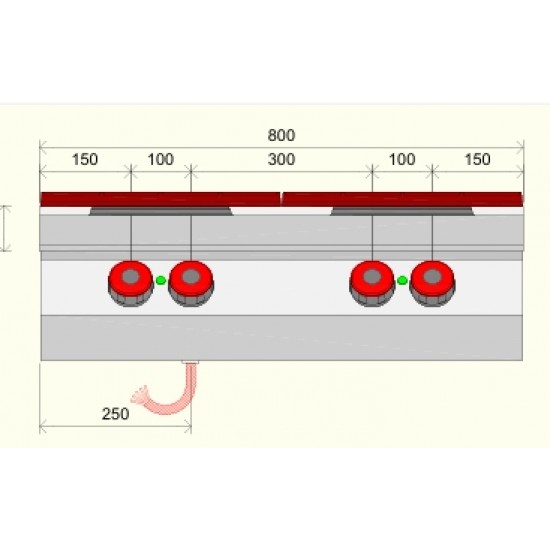 PE072T0 - Ηλεκτρική κουζίνα με 4 πλάκες - Top Line