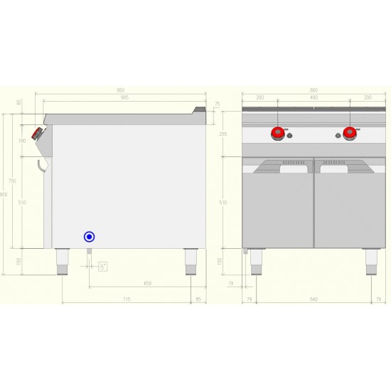 FTG92MB - Επαγγελματική κουζίνα αερίου