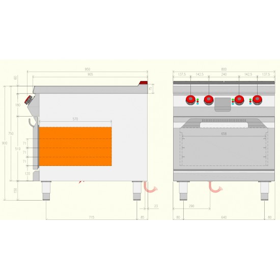 FTE92ML - Επαγγελματική ηλεκτρική κουζίνα