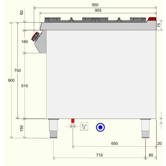TPG93M0 - Επαγγελματική εστία μαγειρέματος αερίου