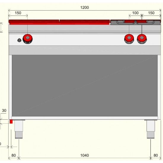 TPG93M0 - Επαγγελματική εστία μαγειρέματος αερίου