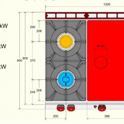 TPG93MD - Επαγγελματική εστία μαγειρέματος αερίου με αρθρωτή πόρτα
