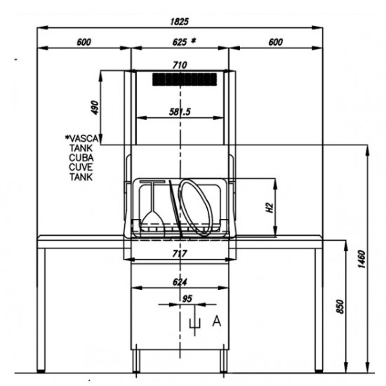 Επαγγελματικό πλυντήριο-καμπάνα πιάτων PC 07