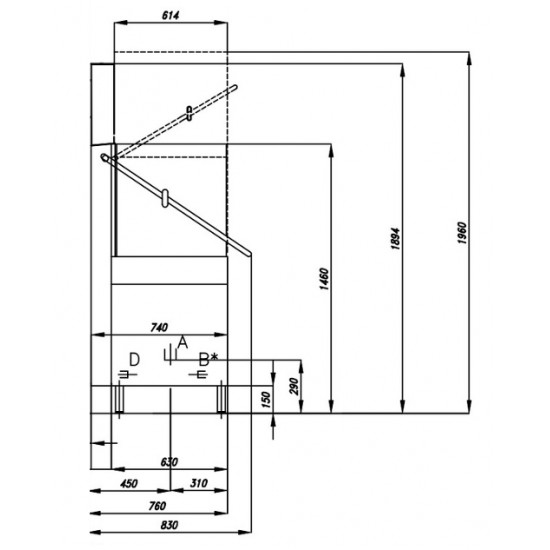 Επαγγελματικό πλυντήριο-καμπάνα πιάτων PC 07