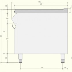 EN092MB - Κουζίνα διπλού ουδέτερου στοιχείου με συρτάρι και αρθρωτές πόρτες