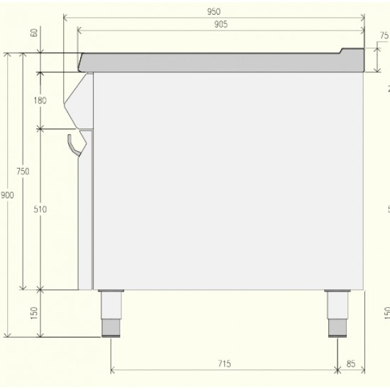 EN092MB - Κουζίνα διπλού ουδέτερου στοιχείου με συρτάρι και αρθρωτές πόρτες