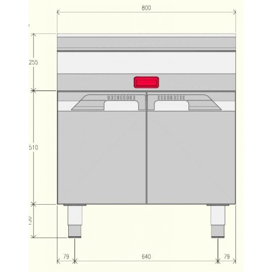 EN092MB - Κουζίνα διπλού ουδέτερου στοιχείου με συρτάρι και αρθρωτές πόρτες