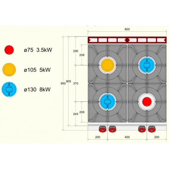 FA092T0 - Κουζίνα αερίου με 4 καυστήρες