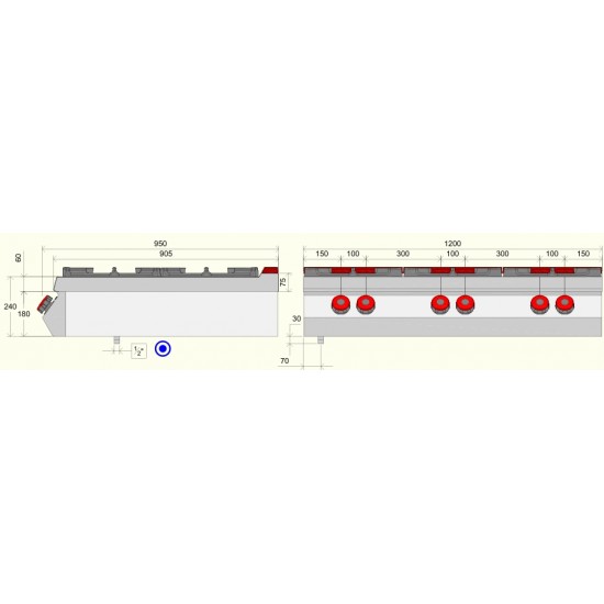 FA093T0 - Κουζίνα αερίου με 6 καυστήρες