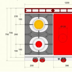 TPG73T0 - Εστία μαγειρέματος αερίου με 4 καυστήρες - Top Line
