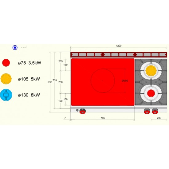 TPG73TC - Εστία μαγειρέματος αερίου με 2 καυστήρες - Top Line