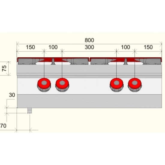 FE092T0 - Κουζίνα αερίου 4 ερμητικοί καυστήρες