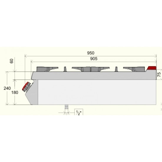 FE093T0 - Κουζίνα αερίου με 6 ερμητικούς καυστήρες