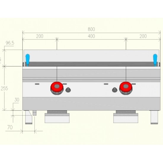 GPG92TA - Ψησταριά με πέτρα λάβας και πόδια=800mm