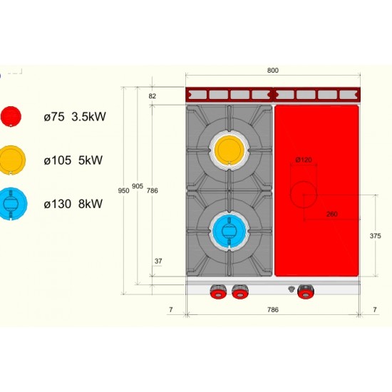 TPG92TC - Εστία μαγειρέματος αερίου με 2 καυστήρες