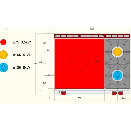 TPG93T0 - Εστία μαγειρέματος αερίου με 2 καυστήρες