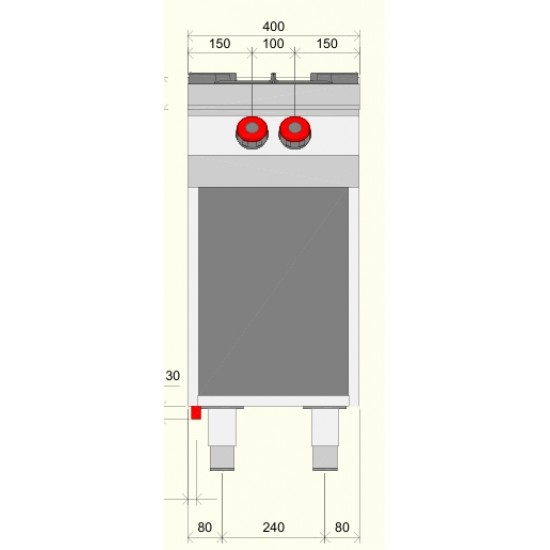 FA071MA - Κουζίνα αερίου ουδέτερου στοιχείου με 2 καυστήρες και αρθρωτή πόρτα