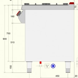 FA072MA - Κουζίνα αερίου ουδέτερου στοιχείου με 4 καυστήρες και αρθρωτή πόρτα