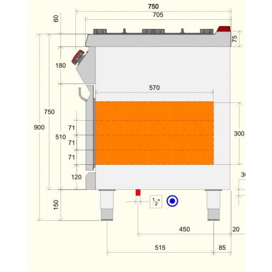 FAG72M0 - Φούρνος αερίου με 4 καυστήρες
