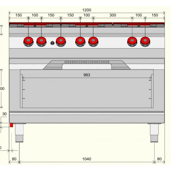 FAG73MM - Σειρά αερίου : Φούρνος αερίου με 4 καυστήρες 