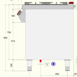 FE071M0 - Κουζίνα αερίου με 2 ερμητικούς καυστήρες σε ανοικτό ουδέτερο στοιχείο