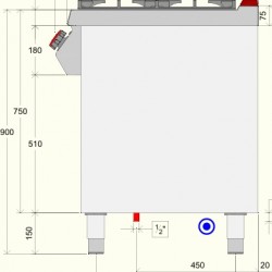 FE073M0 - Κουζίνα αερίου ουδέτερου στοιχείου με 6 ερμητικούς καυστήρες 