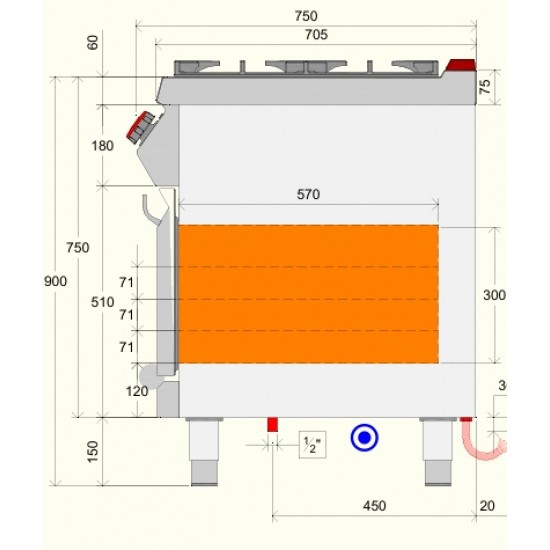 FEE73MM - Ηλεκτρικός φούρνος με 6 ερμητικούς καυστήρες