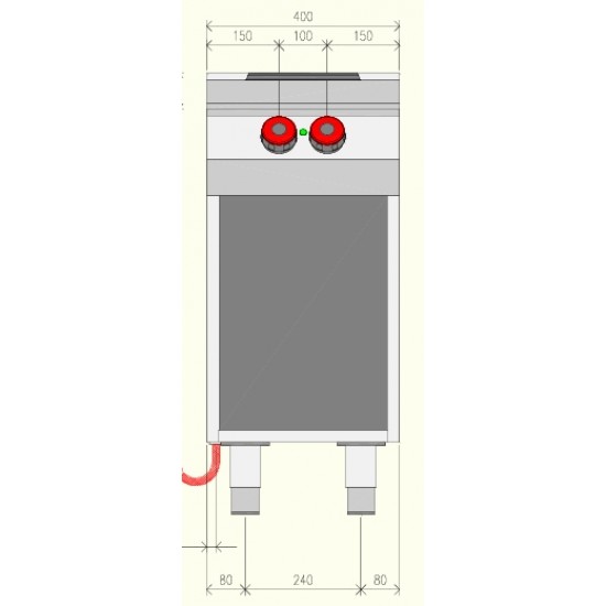 PE071MC - Ηλεκτρική κουζίνα ουδέτερου στοιχείου 2 ματιών με αρθρωτή πόρτα