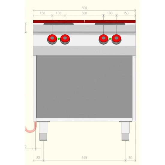 PE072MB - Ηλεκτρική κουζίνα ουδέτερου στοιχείου 4 ματιών