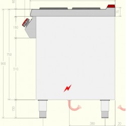 PE072MC - Ηλεκτρική κουζίνα ουδέτερου στοιχείου 4 ματιών με αρθρωτές πόρτες 