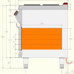 PEE73MA - Ηλεκτρική κουζίνα-φούρνος 6 ματιών με ντουλάπι και αρθρωτές πόρτες