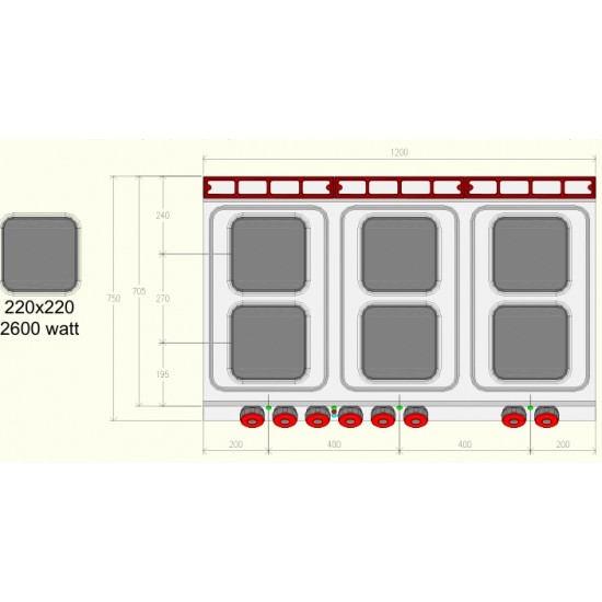 PEE73MQ - Ηλεκτρική κουζίνα-φούρνος 6 ματιών
