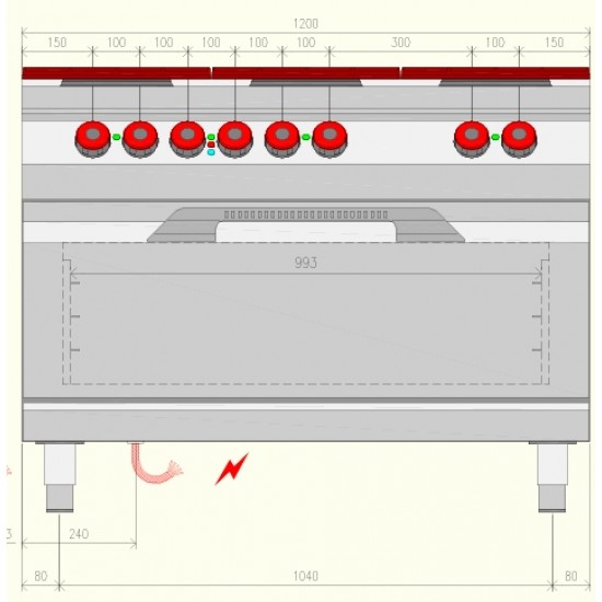 PEE73MQ - Ηλεκτρική κουζίνα-φούρνος 6 ματιών