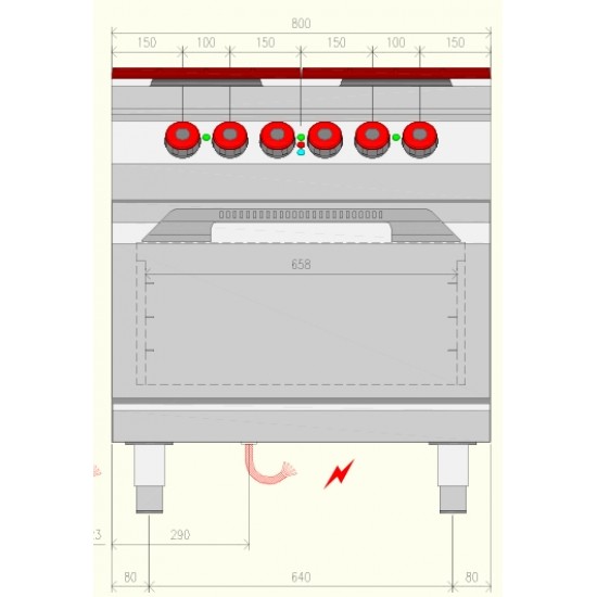 PEE72MA - Ηλεκτρική κουζίνα-φούρνος 4 ματιών