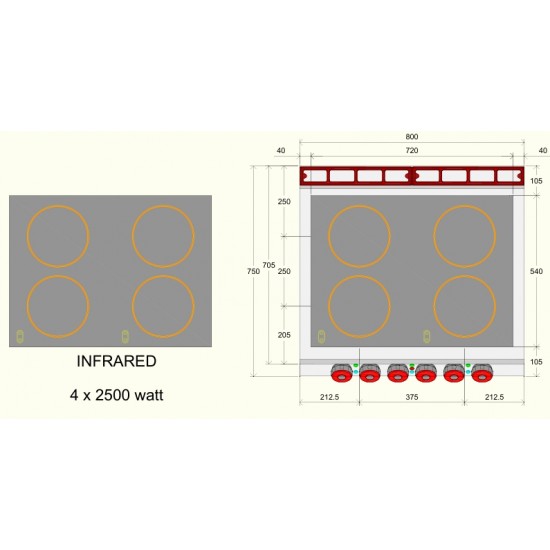 IRE72M0 - Ηλεκτρική εστία-φούρνος με 2 γυάλινες κεραμικές πλάκες